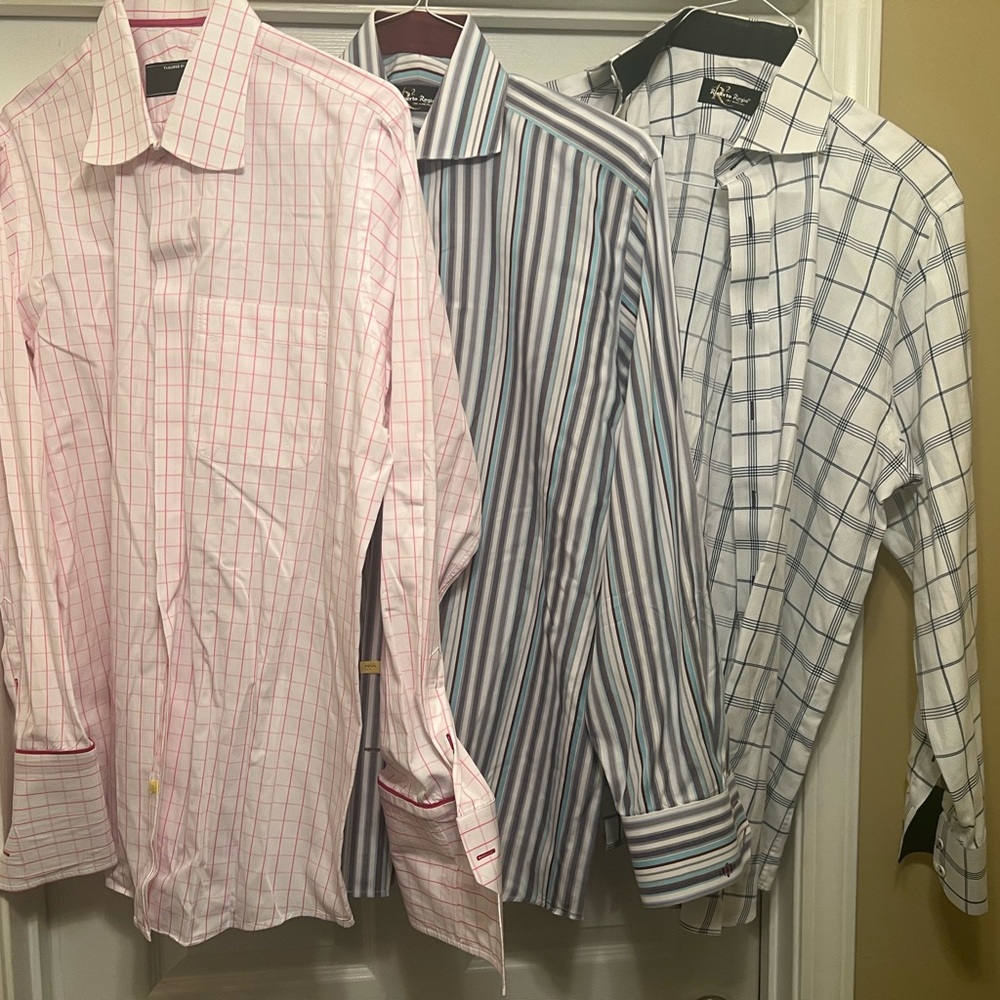 Men's Dress Shirt Set - Pink, Blue, and White